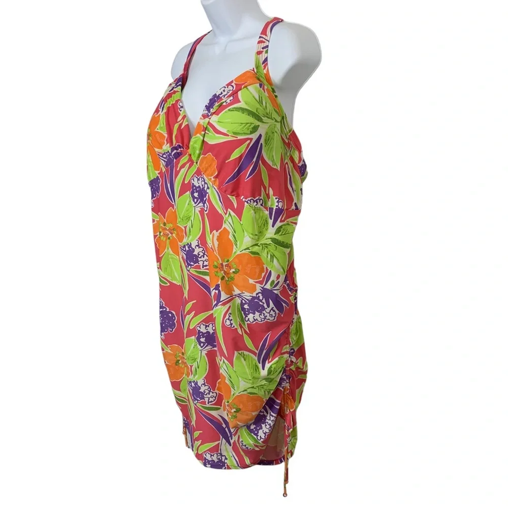 LANE BRYANT Neon Floral Swim Dress Sz 28